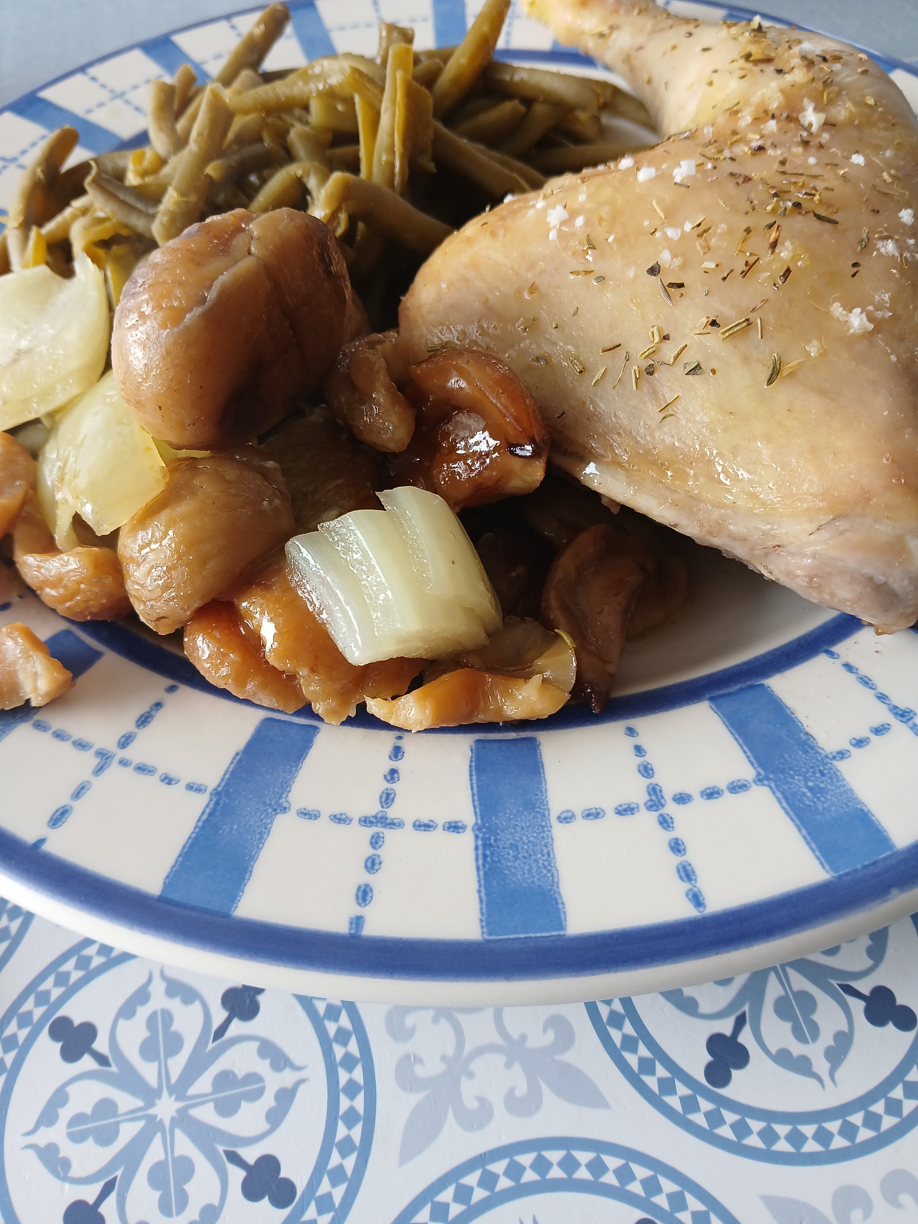 Recette : Cuisses de poulet rôties aux châtaignes